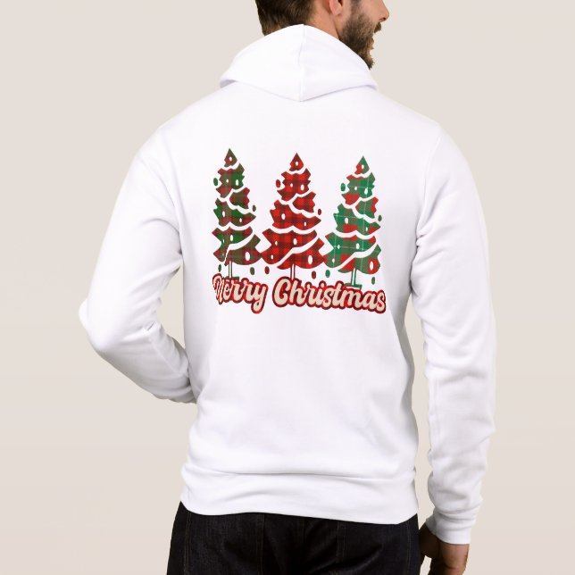 Pull À Capuche Joyeux Noël Buffalo à carreaux arbres -42019 (Dos)