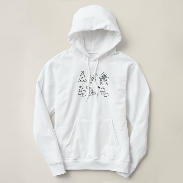 Pull À Capuche Joyeux Noël Doodéléments Vacances (Design devant)