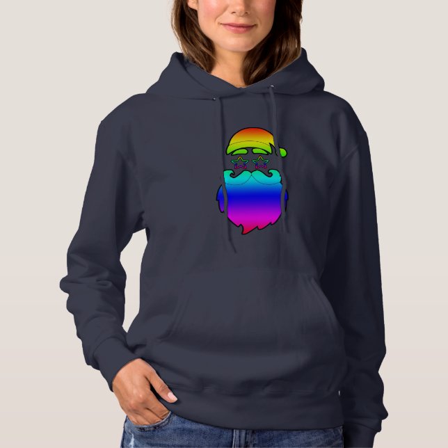 Pull À Capuche Joyeux Noël Père Noël Rainbow (Devant)