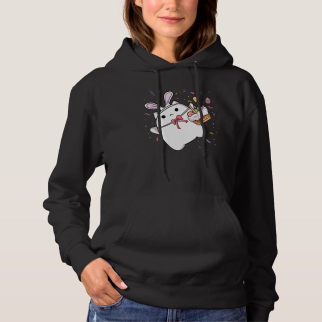 Pull À Capuche Joyeux Pâques mignonne lapin oeufs de chat panier  (Devant)
