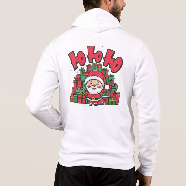 Pull À Capuche Joyeux Père Noël de dessin animé Noël (Dos)