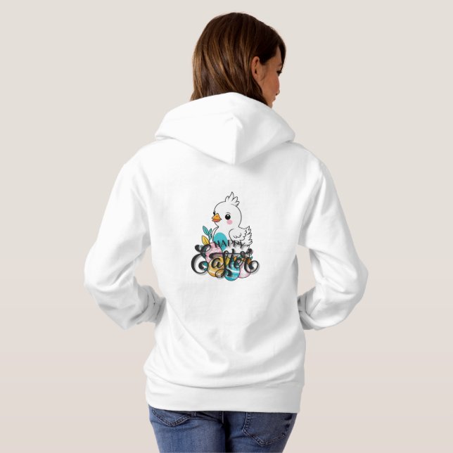 Pull À Capuche Joyeux poussin de Pâques (Dos entier)