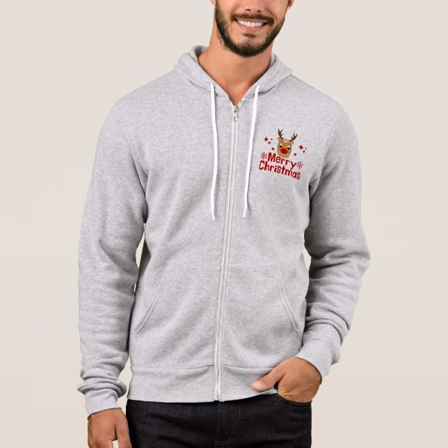 Pull À Capuche Joyeux rennes de Noël (Devant)