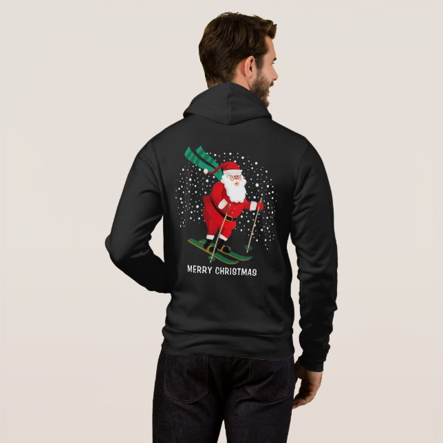 Pull À Capuche Joyeux Ski de Noël Père Noël Hiver Personnalisé (Dos entier)