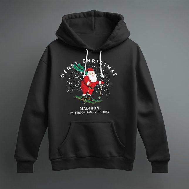 Pull À Capuche Joyeux Ski de Noël Père Noël Hiver Personnalisé (Créateur téléchargé)