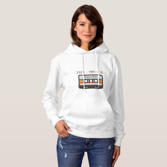 Pull À Capuche Joyeux T-shirt 40 anniversaires (Devant entier)