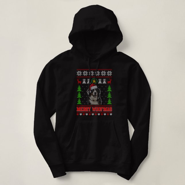 Pull À Capuche Joyeux Woofmas Douleur moche Noël Australien Sh (Design devant)