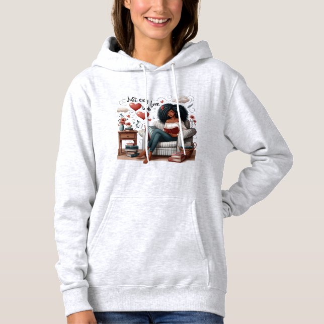 Pull À Capuche Just Easy Love Book, African American Girl Reading (Devant)