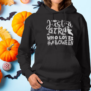Pull À Capuche Juste une fille qui aime Halloween en typographie