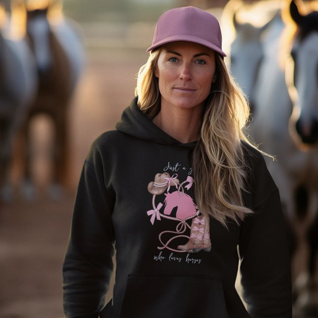 Pull À Capuche Juste une fille qui aime les chevaux, Western, Rod (Créateur téléchargé)