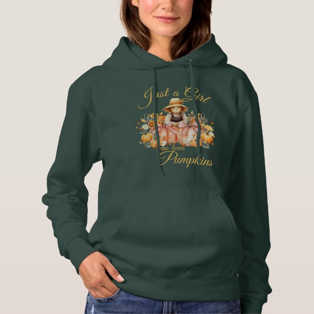 Pull À Capuche "Juste une fille qui aime les Citrouilles" (Devant)