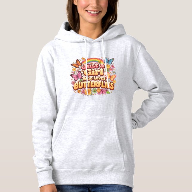 Pull À Capuche Juste une Fille qui Aime les Papillons – Joli Flor (Devant)