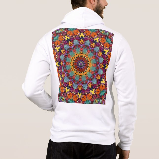Pull À Capuche Kaleidoscope fractal de motif mandala-64351 (Dos)