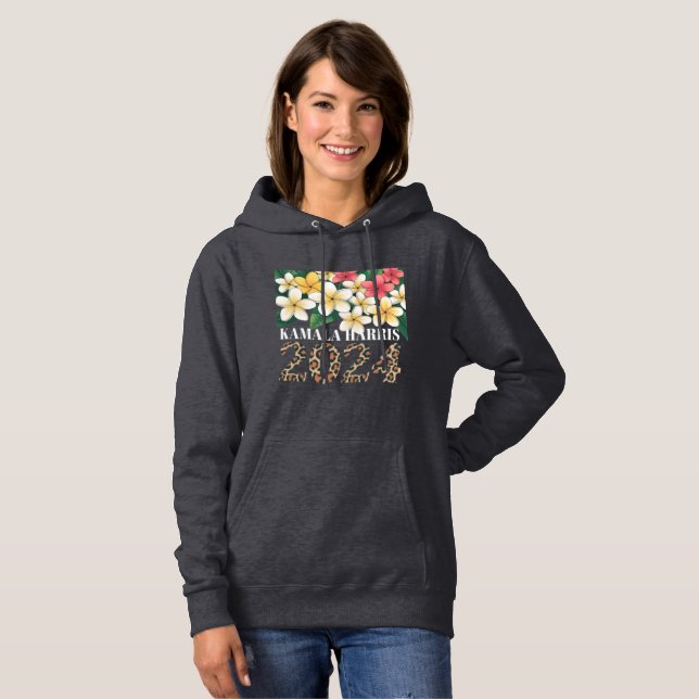 Pull À Capuche Kamala Harris 2024  Tropical Plumeria Campaign Art (Devant entier)