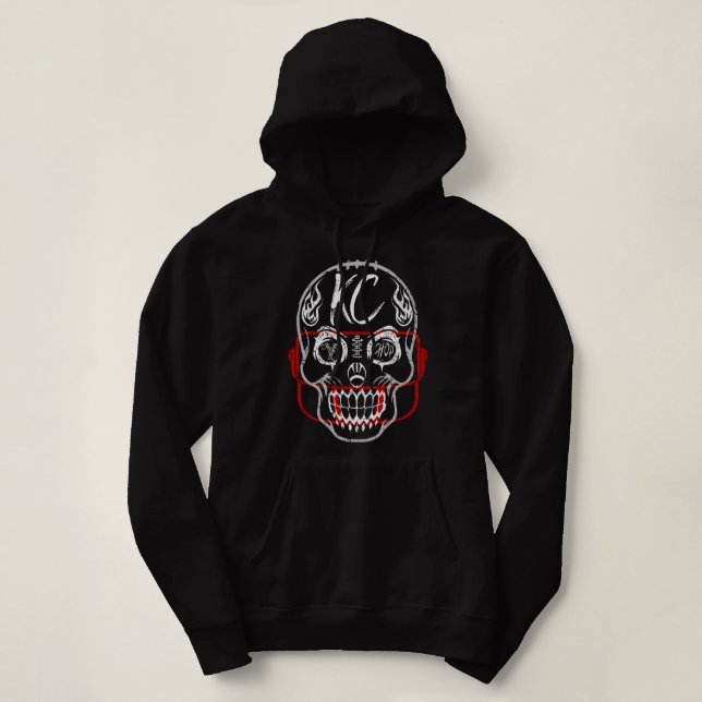 Pull À Capuche Kansas City Chiefs Sugar Skull Ventilateur Cadeau  (Design devant)