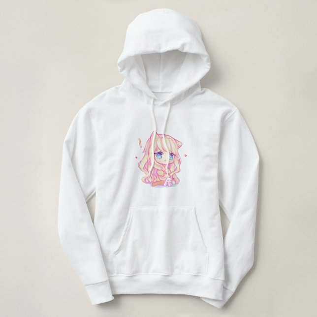 Pull À Capuche kawaii, anime, fille, juste, qui,aime, dessine, (Design devant)