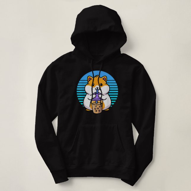 Pull À Capuche Kawaii Boba Hamster Taro Bubble Pearl Lait Thé (Design devant)