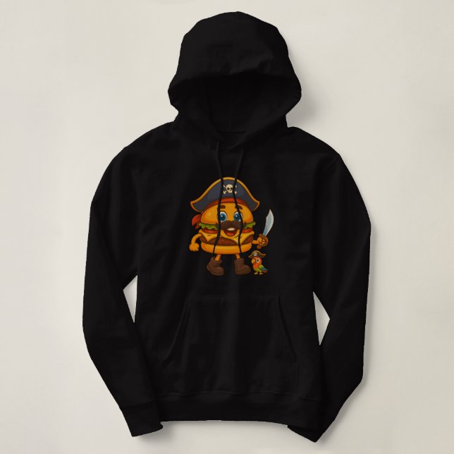 Pull À Capuche KikiBurger le Pirate – Mascotte Alimentaire Mignon (Design devant)