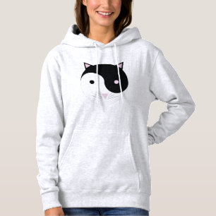 Pull À Capuche Kitty Yin Yang rose noir et blanc
