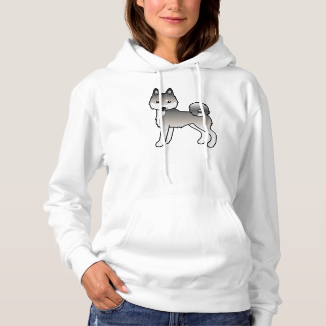 Pull À Capuche Klee Kai d'Alaska Gris et Blanc Chien de Dessin An (Devant)