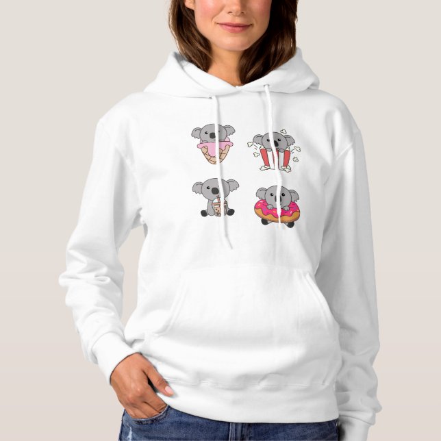 Pull À Capuche Koala Avec Candy Kawaii Koalas Avec Nourriture (Devant)