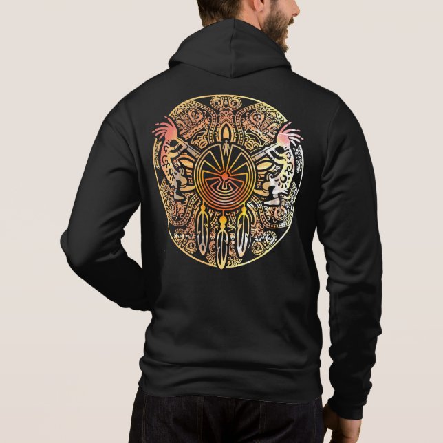 Pull À Capuche Kokopelli Duo - Homme Dans Le Maze - Dreamcatcher  (Dos)