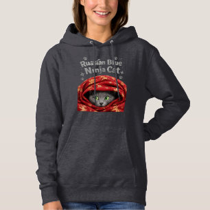 Pull À Capuche La Furtive et Empesée : Chat Ninja Bleu Russe
