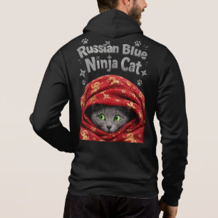Pull À Capuche La Furtive et la Raide : Chat Ninja Bleu Russe