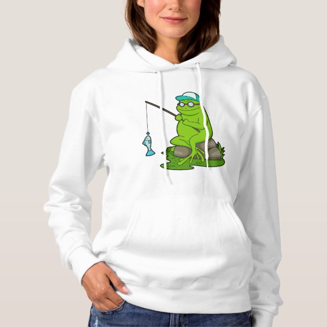 Pull À Capuche La grenouille comme pêcheur avec la canne à pêche  (Devant)