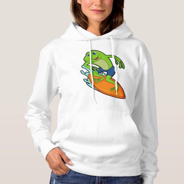 Pull À Capuche La grenouille comme surfeur avec Surfer (Devant)