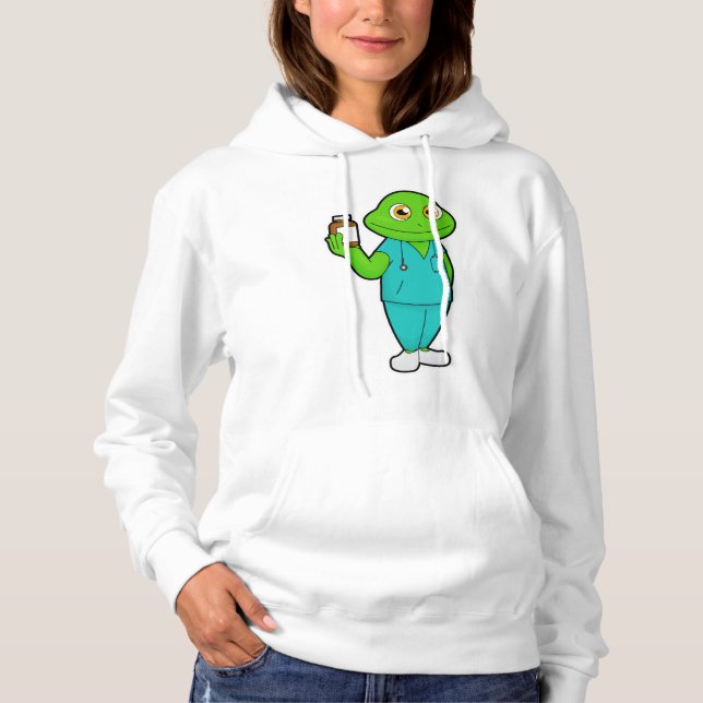 Pull À Capuche La grenouille en tant qu'infirmière en médecine et (Devant)