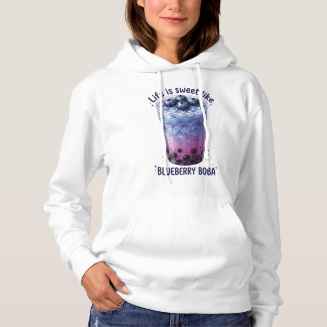 Pull À Capuche La vie est douce comme le boba myrtille (Devant)
