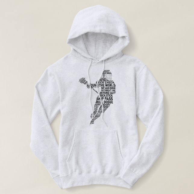 Pull À Capuche Lacrosse Player Word Art, Wordle (Design devant)