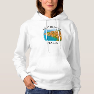 Pull À Capuche Lago di Garda Italia Aquarelle Pittoresque Vue