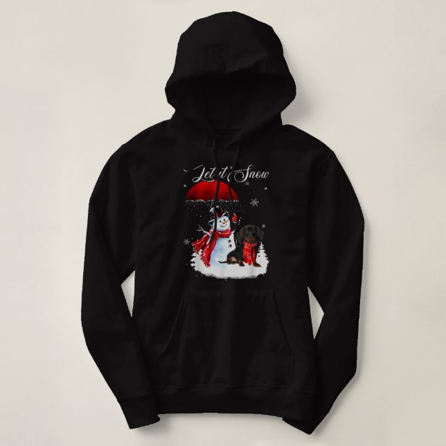 Pull À Capuche Laisser Neige Noël Chemise mignonne Dachshund Et S (Design devant)