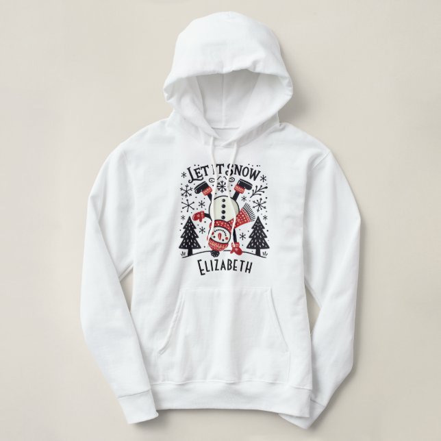 Pull À Capuche Laisser neiger Sophistiqué Arbre de Noël & Snowman (Design devant)