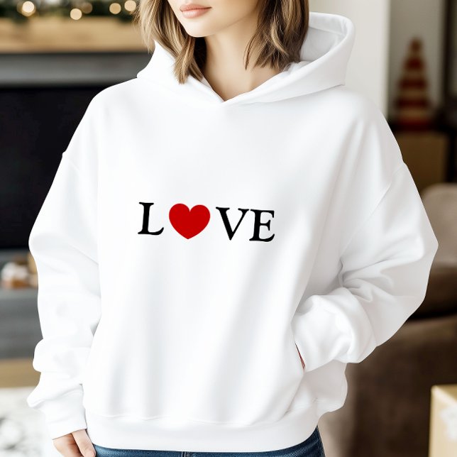 Pull À Capuche L'amour nous sauvera Slogan White (Love Will Save Us Slogan White Hoodie)