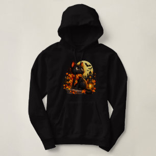 Pull À Capuche Lanterne de Lune de Chat Noir de Halloween Mignonn