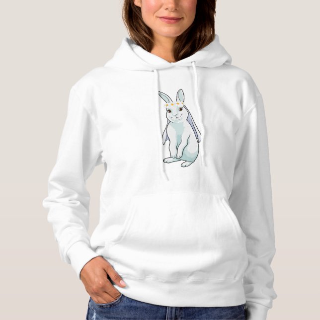 Pull À Capuche Lapin en mariée avec couronne de fleurs (Devant)