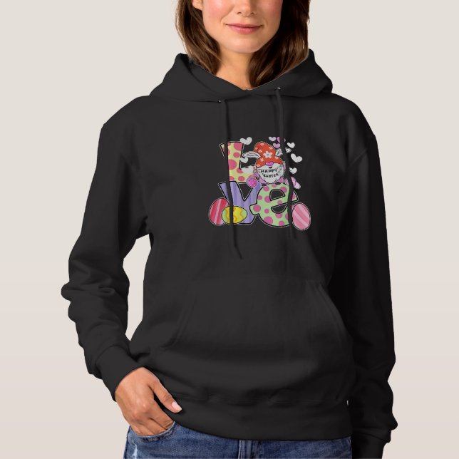 Pull À Capuche Lapin Gnome Oeufs Rabbit Chasse Joyeux Jour de Pâq (Devant)