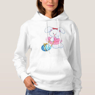 Pull À Capuche Lapin lapin rose et blanc de Pâques avec oeuf de P
