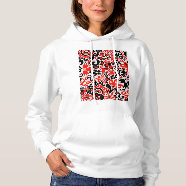 Pull À Capuche L'art populaire ukrainien motif floral abstact (Devant)