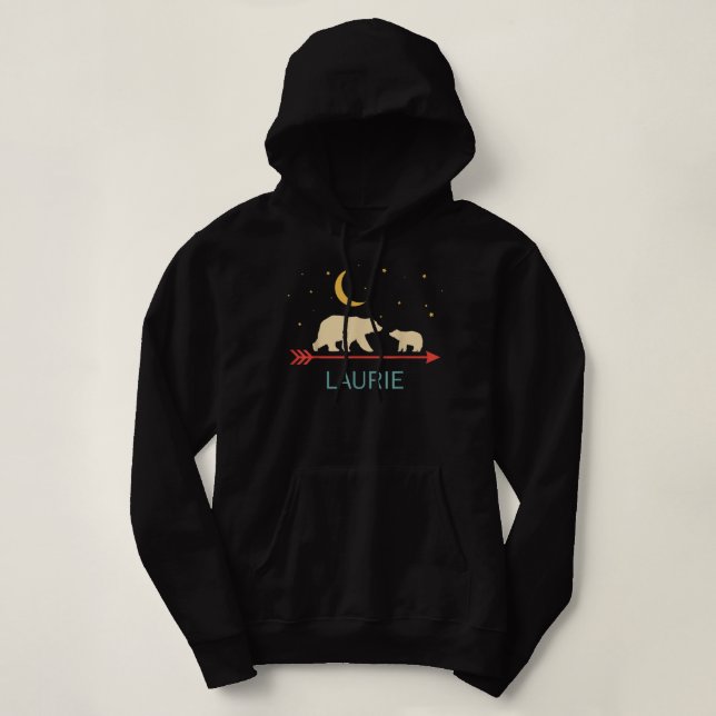 Pull À Capuche Laurie Nom Cadeau Mama Ours Personnalisé Avec 1 Cu (Design devant)