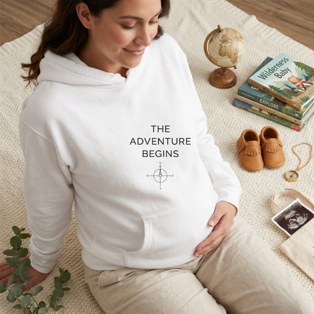 Pull À Capuche L'aventure commence Annonce de nouveau bébé mignon (Créateur téléchargé)