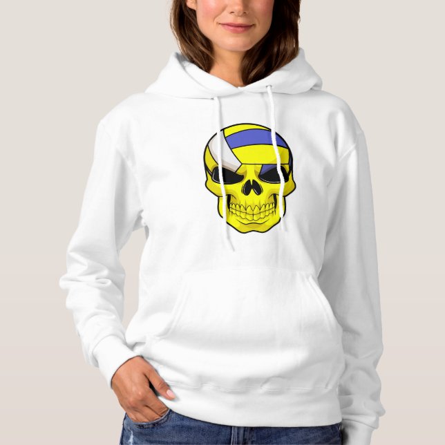 Pull À Capuche Le crâne comme joueur de volleyball avec volleybal (Devant)