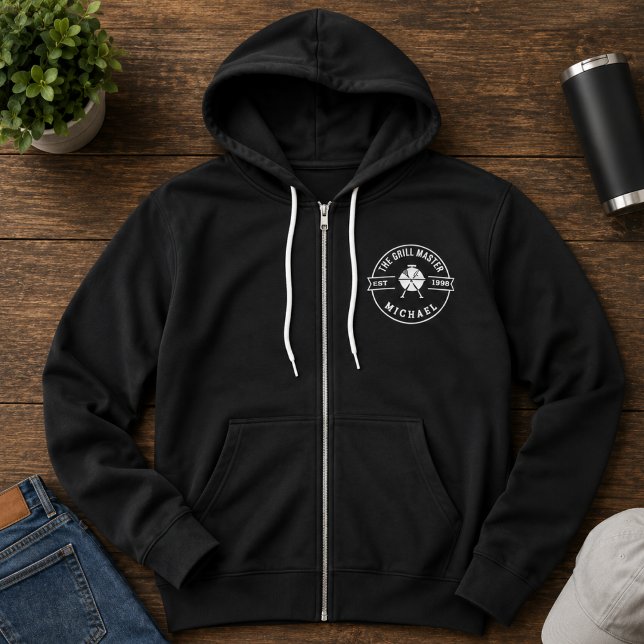 Pull À Capuche Le Maître du Grill Moderne Année d'Etablissement N (master of the grill mens clothing for him bbq cooking food chef dad grilling grilmaster birthday )