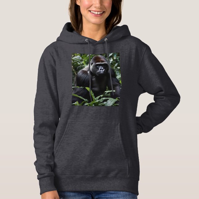 Pull À Capuche Le Roi Gorille de Minuit : Monarque de la Forêt (Devant)