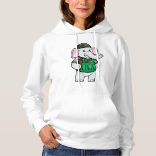 Pull À Capuche L'éléphant comme soldat avec uniforme et casque