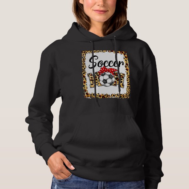 Pull À Capuche Leopard Soccer Maman Mignonne Maman Vie Soccer Jou (Devant)
