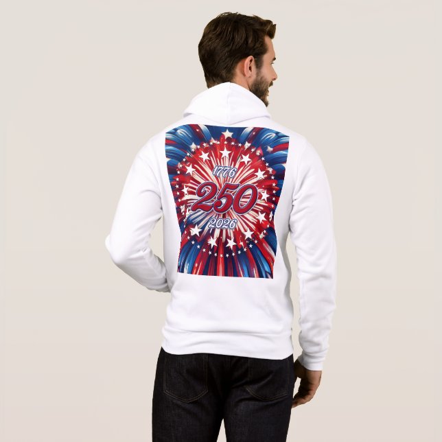 Pull À Capuche Les 250 ans d'Amérique 1776-2026 Feux d'artifice T (Dos entier)